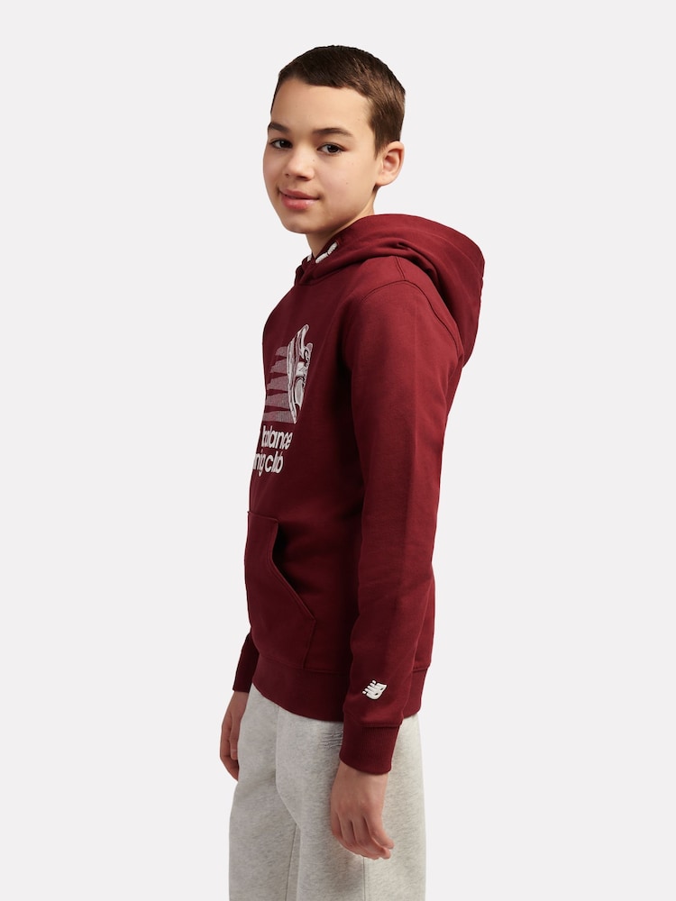 New Balance Red Running Club Graphic Print FT Hoodie - Image 2 of 9