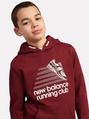 New Balance Red Running Club Graphic Print FT Hoodie - Image 4 of 9