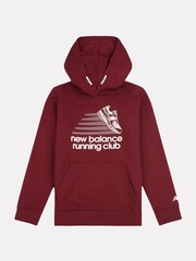 New Balance Red Running Club Graphic Print FT Hoodie - Image 7 of 9