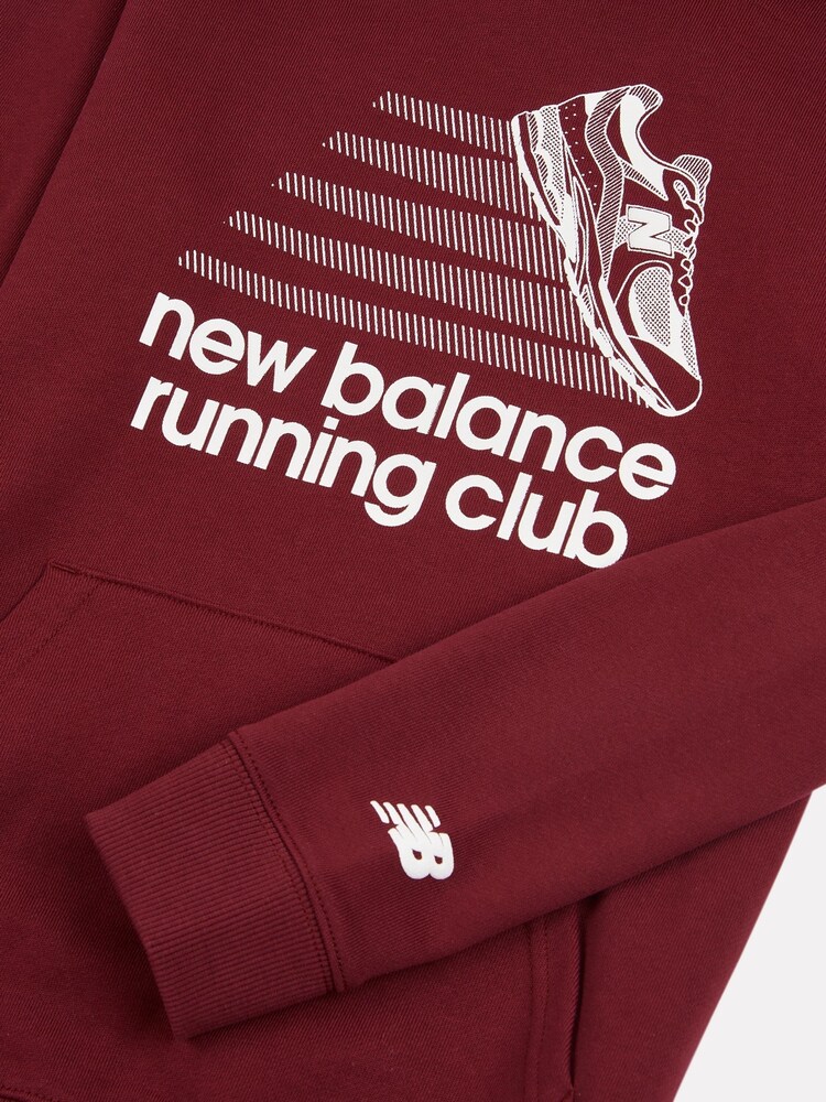 New Balance Red Running Club Graphic Print FT Hoodie - Image 9 of 9