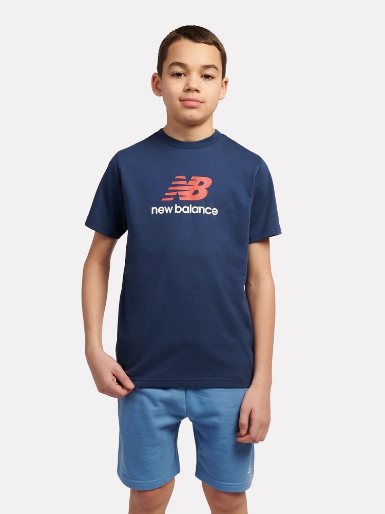 New Balance Light Blue Jersey Stacked Logo T-Shirt - Image 1 of 5