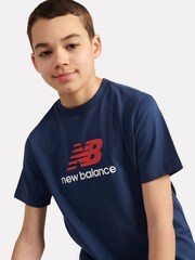 New Balance Light Blue Jersey Stacked Logo T-Shirt - Image 5 of 5