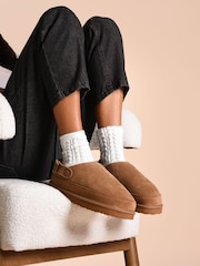 Just Sheepskin Ladies Quinn Sheepskin Sling Back Brown Mule Slippers - Image 1 of 5