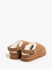 Just Sheepskin Ladies Quinn Sheepskin Sling Back Brown Mule Slippers - Image 3 of 5