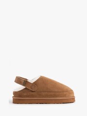 Just Sheepskin Ladies Quinn Sheepskin Sling Back Brown Mule Slippers - Image 4 of 5