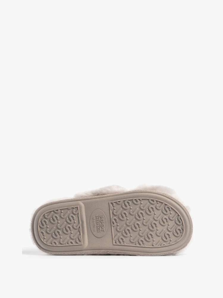 Just Sheepskin Grey Ladies Poppy Open Toe Sheepskin Sliders - Image 5 of 5 Just Sheepskin Grey Ladies Poppy Open Toe Sheepskin Sliders - Image 5 of 5