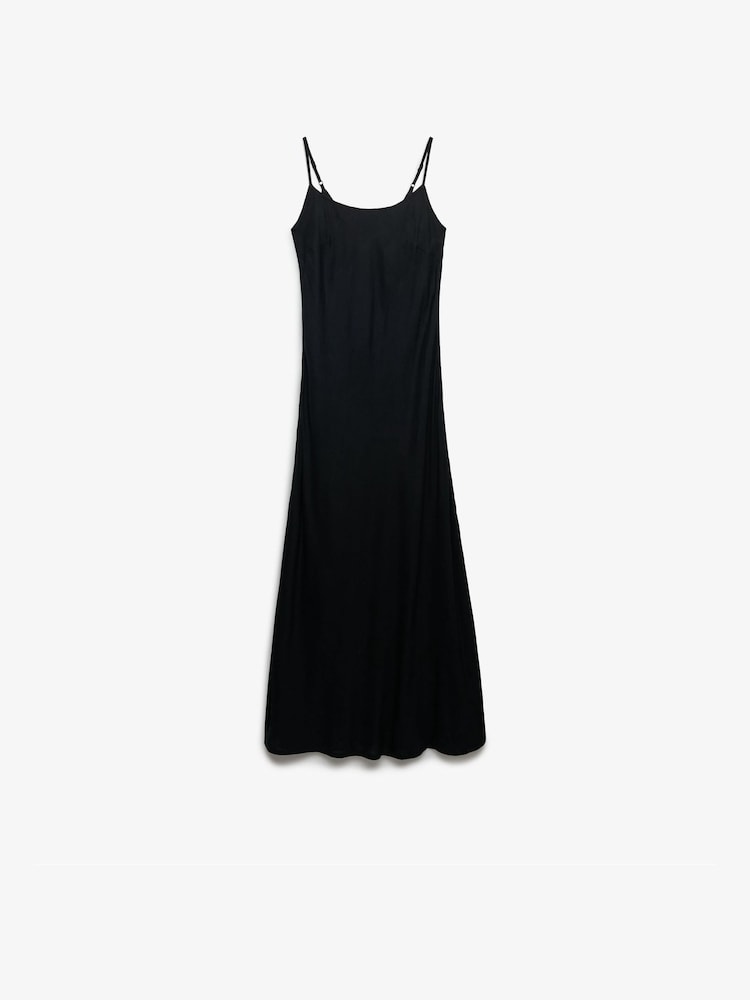 Superdry Black Bias Cut Maxi Slip Dress - Image 1 of 3 Superdry Black Bias Cut Maxi Slip Dress - Image 1 of 3