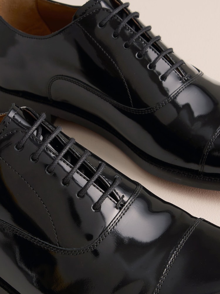 Black Signature Leather Sole Patent Oxford Toe Cap Shoes - Image 8 of 8 Black Signature Leather Sole Patent Oxford Toe Cap Shoes - Image 8 of 8