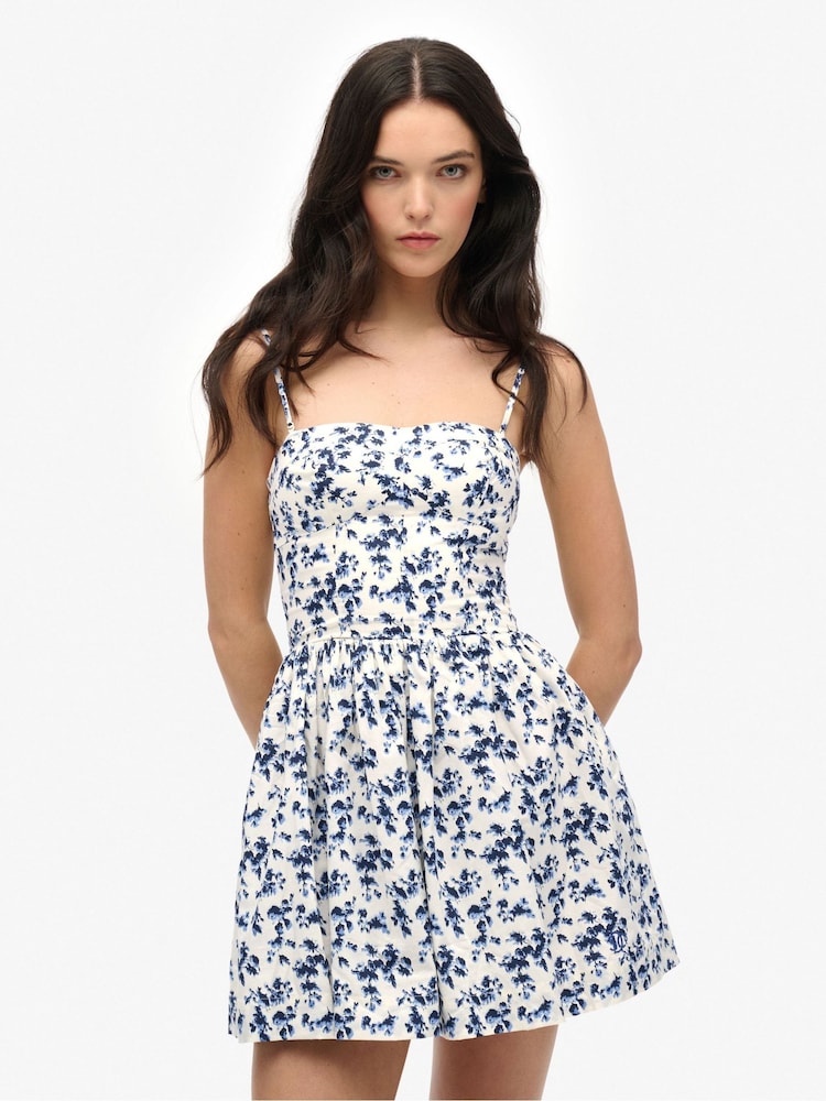Superdry White Corset Cami Mini Dress - Image 1 of 7