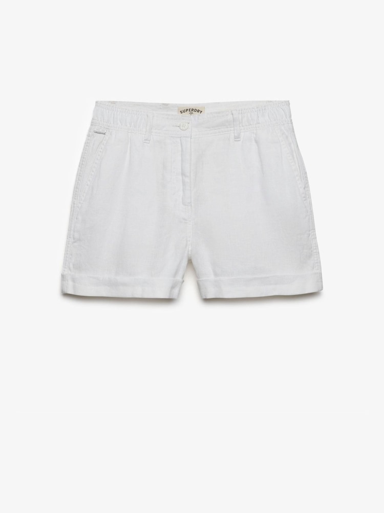 Superdry White Mid Rise Shorts - Image 1 of 1