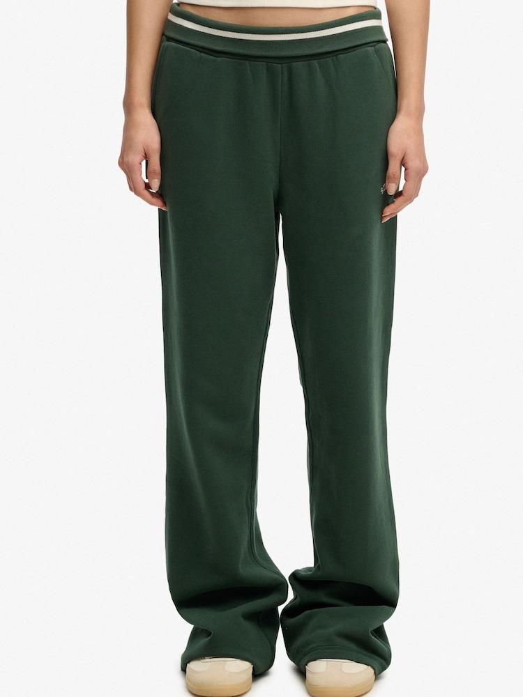 Superdry Green Essential Logo Low Rise Flare Joggers - Image 1 of 7