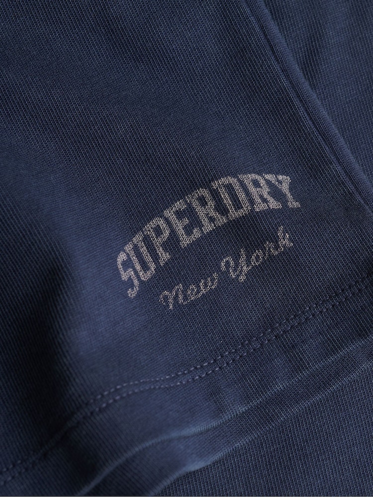 Superdry Blue Ath Ess Jersey Script Shorts - Image 2 of 2 Superdry Blue Ath Ess Jersey Script Shorts - Image 2 of 2