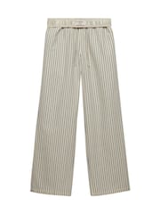 Superdry Blue Cotton Stripe Elastic Trousers - Image 1 of 2