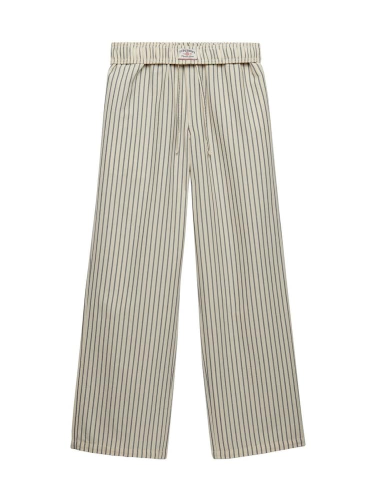 Superdry Blue Cotton Stripe Elastic Trousers - Image 1 of 2