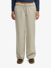 Superdry Cream Cotton Stripe Elastic Trousers - Image 6 of 12