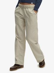 Superdry Cream Cotton Stripe Elastic Trousers - Image 7 of 12