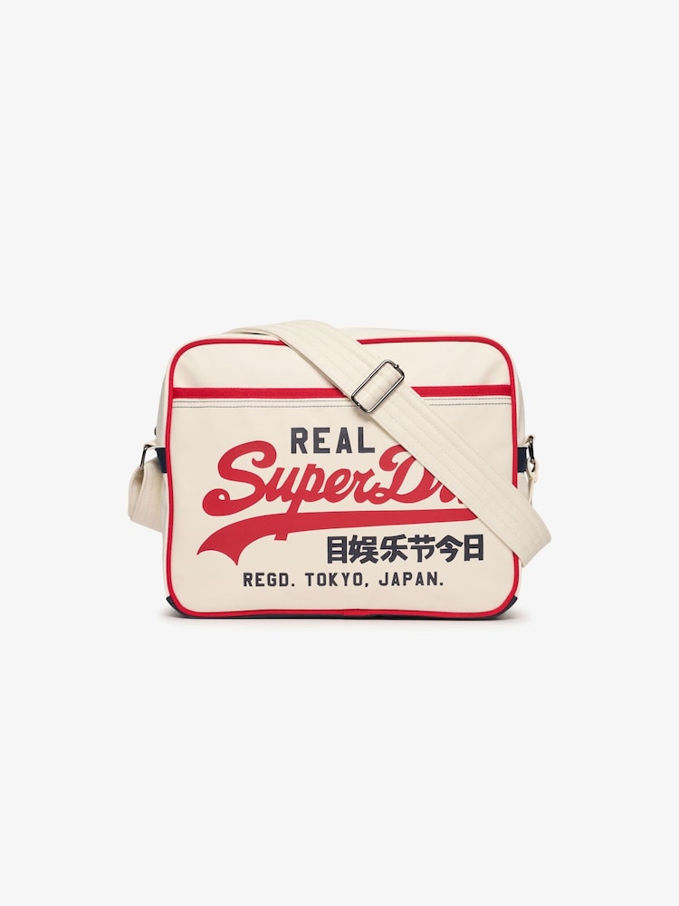 Superdry White Retro Alumni Messenger Bag - Image 1 of 6