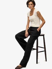 Superdry Black Linen Low Rise Pants - Image 6 of 6