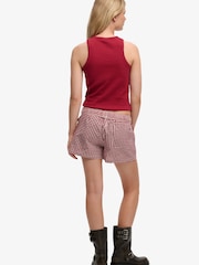 Superdry Red Cotton Stripe Elastic Shorts - Image 9 of 10