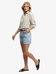 Superdry Light Wash Mid Rise Denim Shorts - Image 3 of 7
