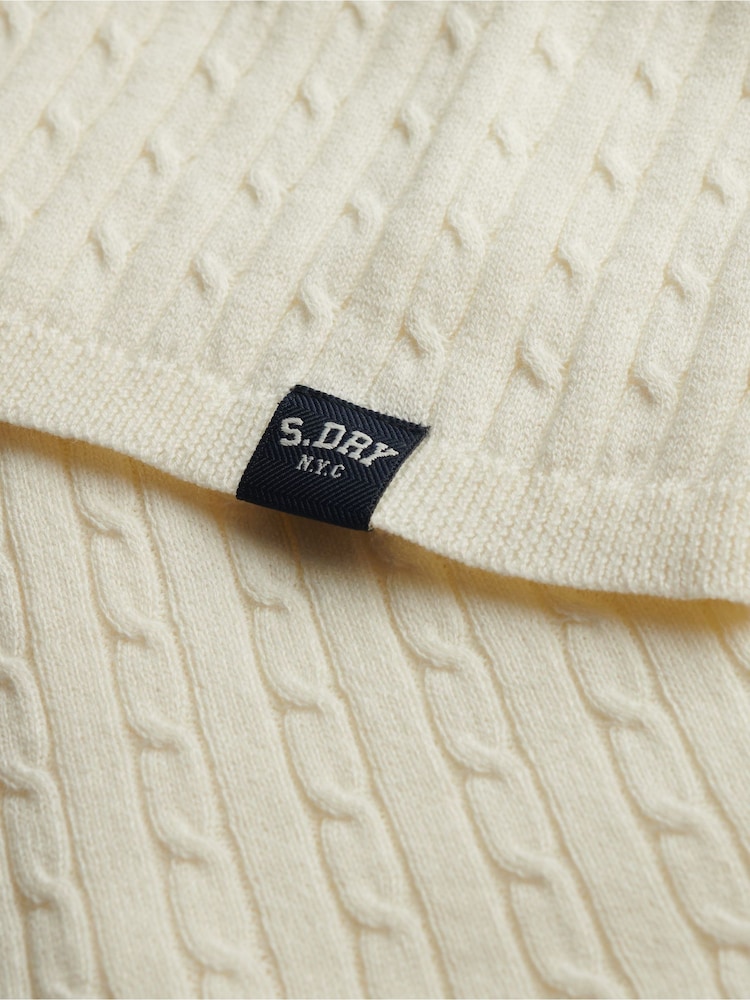 Superdry Cream Long Knit Essential Cardigan - Image 6 of 6