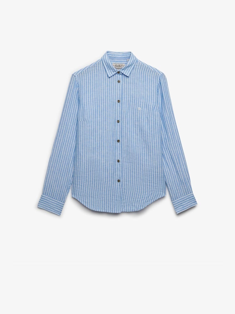 Superdry Blue Premium Boyfriend Shirt - Image 6 of 6
