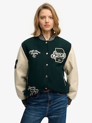 Superdry Green Patched Varsity Bomber Jacket - Image 11 of 12