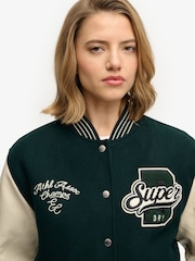 Superdry Green Patched Varsity Bomber Jacket - Image 12 of 12