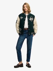 Superdry Green Patched Varsity Bomber Jacket - Image 3 of 6