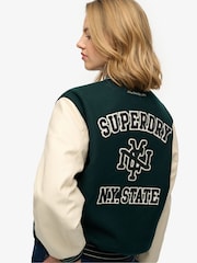 Superdry Green Patched Varsity Bomber Jacket - Image 7 of 12