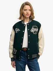 Superdry Green Patched Varsity Bomber Jacket - Image 8 of 12