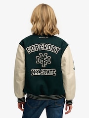 Superdry Green Patched Varsity Bomber Jacket - Image 9 of 12