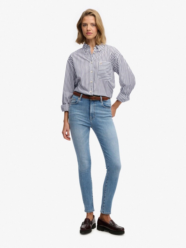 Superdry Blue Poplin Relaxed Long Sleeve Shirt - Image 2 of 7