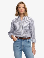Superdry Blue Poplin Relaxed Long Sleeve Shirt - Image 4 of 7