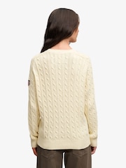 Superdry Cream Slouchy Cable Knit Jumper - Image 2 of 7