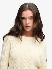 Superdry Cream Slouchy Cable Knit Jumper - Image 3 of 7