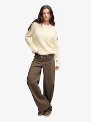 Superdry Cream Slouchy Cable Knit Jumper - Image 4 of 7