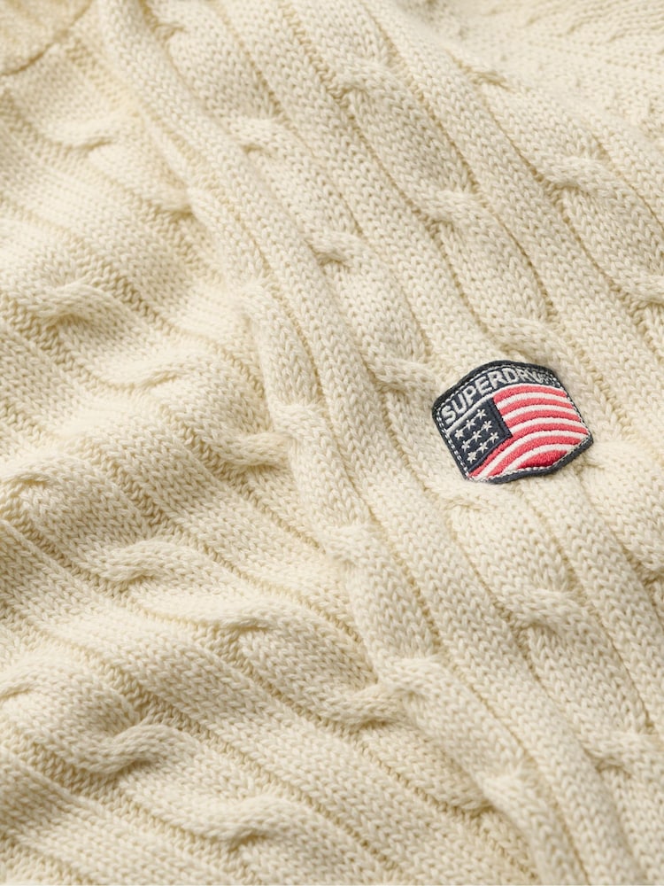 Superdry Cream Slouchy Cable Knit Jumper - Image 7 of 7 Superdry Cream Slouchy Cable Knit Jumper - Image 7 of 7