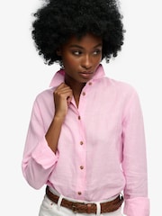Рожевий - Superdry Premium Linen Boyfriend Shirt - Image 8 of 8
