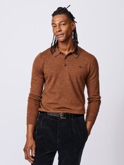 Aubin Red Chapel Merino Long Sleeve Polo Jumper - Image 1 of 6