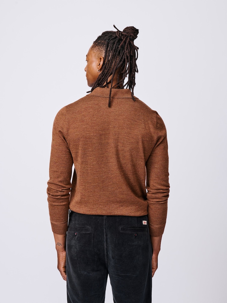 Aubin Red Chapel Merino Long Sleeve Polo Jumper - Image 2 of 6