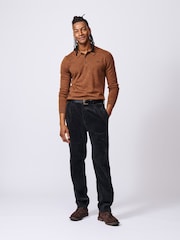 Aubin Red Chapel Merino Long Sleeve Polo Jumper - Image 3 of 6