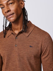 Aubin Red Chapel Merino Long Sleeve Polo Jumper - Image 4 of 6