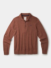 Aubin Red Chapel Merino Long Sleeve Polo Jumper - Image 6 of 6