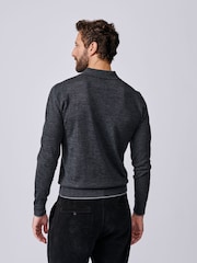 Aubin Grey Elm Merino Textured Long Sleeve Polo Jumper - Image 2 of 7