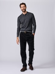 Aubin Grey Elm Merino Textured Long Sleeve Polo Jumper - Image 3 of 7