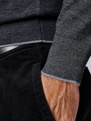 Aubin Grey Elm Merino Textured Long Sleeve Polo Jumper - Image 5 of 7