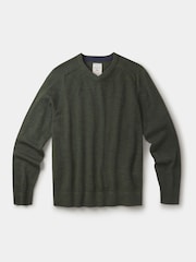 Aubin Green Burnham Merino V-Neck Jumper - Image 6 of 6