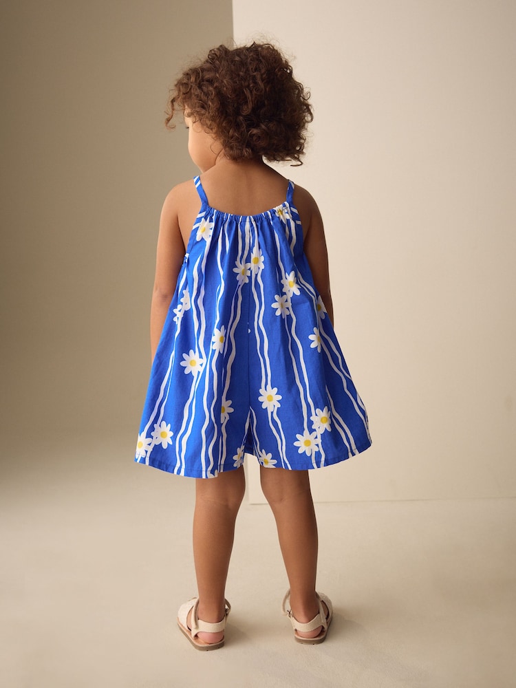 Cobalt Blue Daisy - Strappy Playsuit (3mths-10yrs) - Imaginea 2 din 8