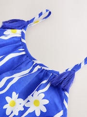 Cobalt Blue Daisy - Strappy Playsuit (3mths-10yrs) - Imaginea 7 din 8